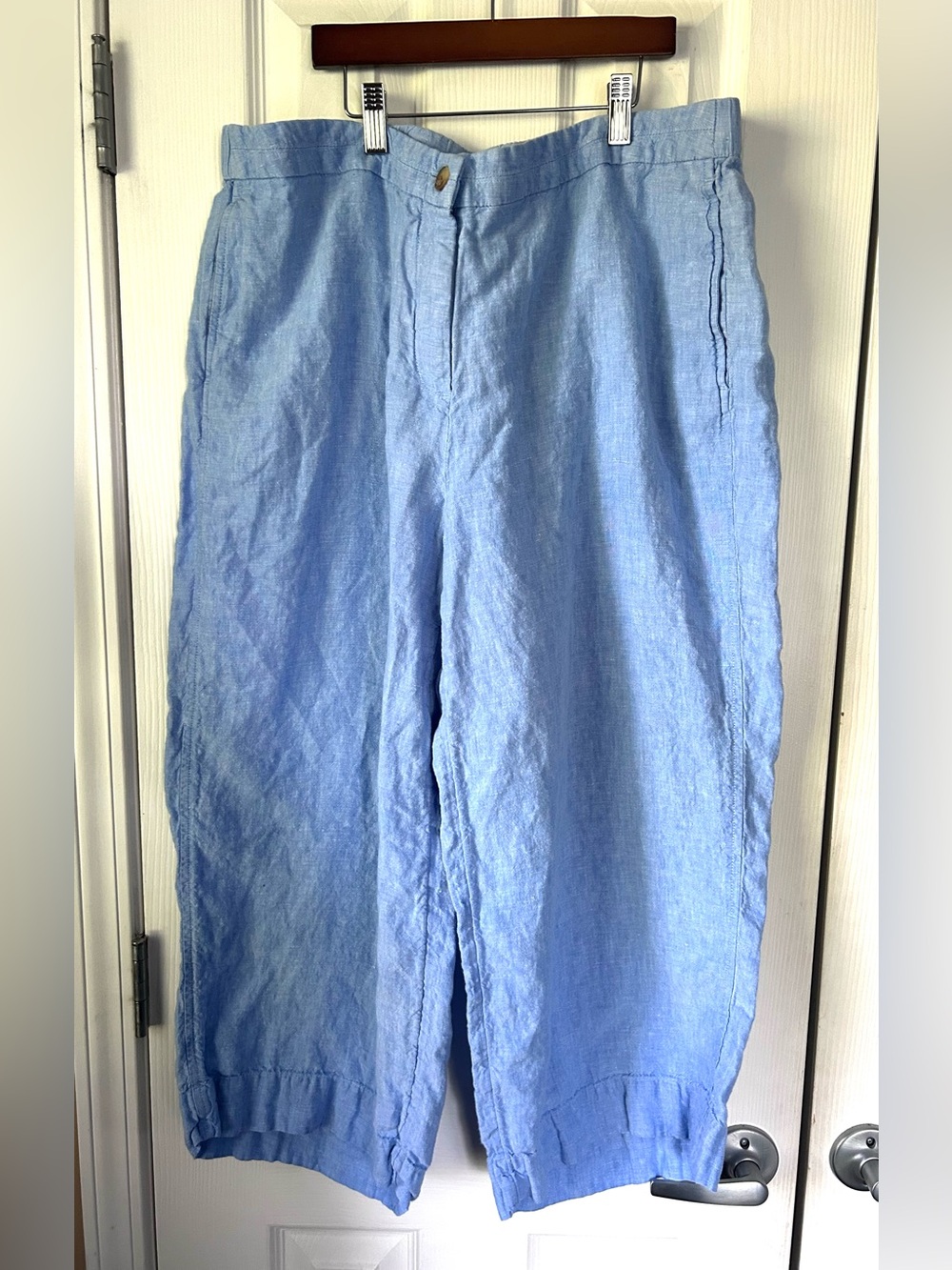 J.Jill Love Linen Blue Linen Pull-On Pants 2X Wide Leg